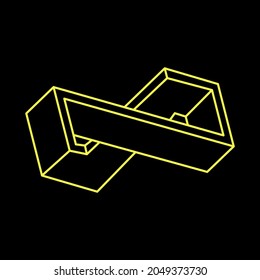 Objetos imposibles. Arte óptico. Forma geométrica de línea. Ilusión óptica. 