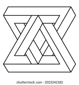 Impossible optical illusion shape. Optical art object. Impossible figures. Line art.