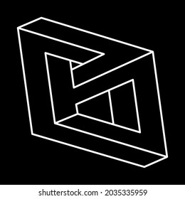 Impossible optical illusion shape. Optical art object. Impossible figures. Line art. Sacred geometry shapes.
