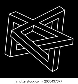 Impossible optical illusion shape. Optical art object. Impossible figures. Escher style. Sacred geometry.