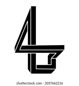 Impossible optical illusion shape. Optical art object. Impossible figure. Sacred geometry.