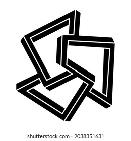 Impossible optical illusion shape. Optical art object. Impossible figure. Sacred geometry.