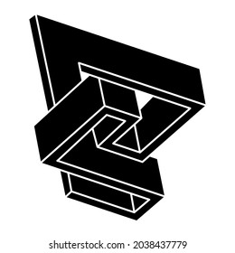 Impossible optical illusion shape. Optical art object. Impossible figure. Geometry.