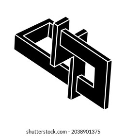 Impossible optical illusion shape. Optical art object. Impossible figure. Unreal geometry.