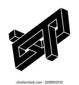 Impossible optical illusion shape. Optical art object. Sacred geometry figure.