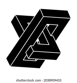 Impossible optical illusion shape. Optical art object. Sacred geometry figure.