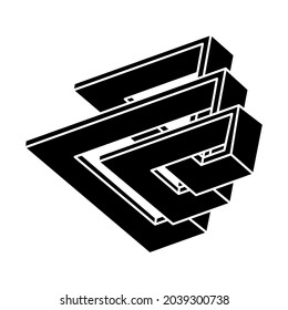 Impossible optical illusion shape. Optical art object. Impossible figure. Unreal geometry.