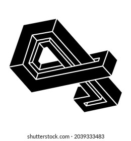 Impossible optical illusion shape. Optical art object. Impossible figure. Geometry.