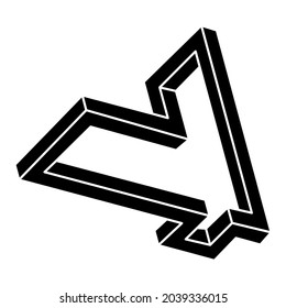 Impossible optical illusion shape. Optical art object. Impossible figure. Unreal geometry.
