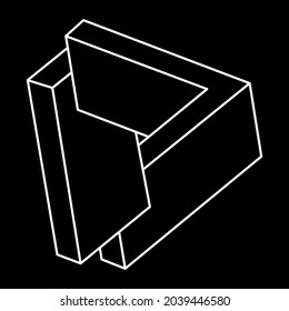 Impossible optical illusion shape. Optical art object. Impossible figure. Sacred geometry.