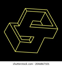Impossible optical illusion shape. Optical art object. Impossible figure. Geometry.