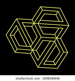 Impossible optical illusion shape. Optical art object. Impossible figure. Geometry.
