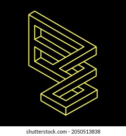 Unmögliche optische Täuschung. Optisches Kunstobjekt. Unmögliche Zahlen. Line Art. Geometry.