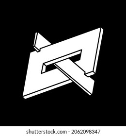 Impossible optical illusion shape. Optical art object. Escher style. Impossible figure. Line art. Geometry.