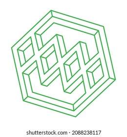 Impossible optical illusion shape. Optical art objects. Impossible figures. Sacred geometry. Logo.