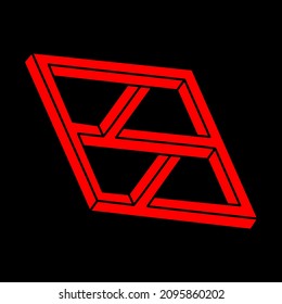 Impossible optical illusion shape. Optical art object. Impossible figures. Sacred geometry. Modern logo.