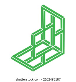 Impossible optical illusion shape. Optical art object. Impossible figures. Sacred geometry logo.