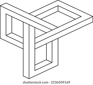 Impossible optical illusion shape. Optical art object. Impossible figure. Geometry.