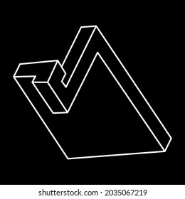 Impossible optical illusion shape. Impossible figures. Sacred geometry. Optical art objects.