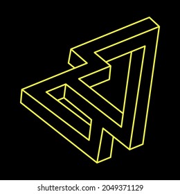 Impossible optical illusion shape. Impossible figures. Sacred geometry. Optical art object.