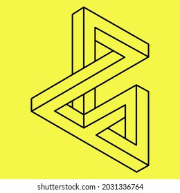 Impossible optical illusion shape. Op art object. Impossible figures. Sacred geometry. Line art.