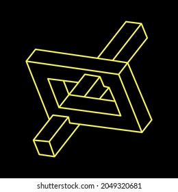 Impossible optical illusion shape, vector. Optical art object. Geometric figure.