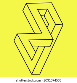 Impossible optical illusion shapes. Optical art objects. Impossible figures. Sacred geometry. Line design.