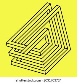Impossible optical illusion shapes. Optical art objects. Impossible figures. Line art. Unreal geometry.