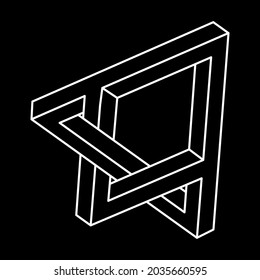 Impossible optical illusion shapes. Optical art object. Impossible figures. Line art. Escher style. Geometry.