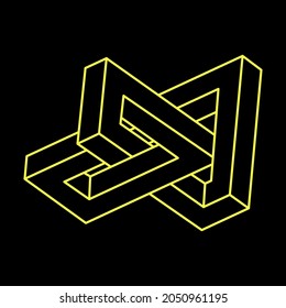 Unmögliche optische Täuschungsformen. Optisches Kunstobjekt. Unmögliche Zahlen. Escher Stil. Line Art.