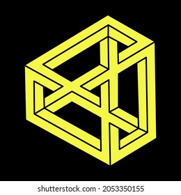 Impossible optical illusion shapes. Optical art object. Geometry. Impossible figures. Line art. Escher style.