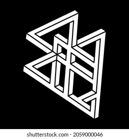 Impossible optical illusion shapes. Optical art object. Impossible figure. Sacred geometry.