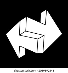 Unmögliche optische Täuschungsformen. Optisches Kunstobjekt. Heilige Geometrie. Escher Stil. Unmögliche Figur. Line Art.