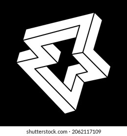 Impossible optical illusion shapes. Optical art object. Impossible figure. Escher style.