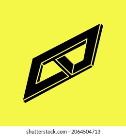 Impossible optical illusion shapes. Optical art object. Escher style. Impossible figure. Line art. Unreal geometric object.