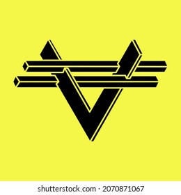 Impossible optical illusion shapes. Optical art object. Impossible figures. Unreal geometric object.