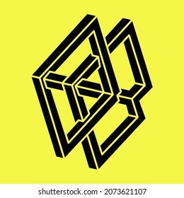 Impossible optical illusion shapes. Optical art object. Sacred geometry. Impossible figure.