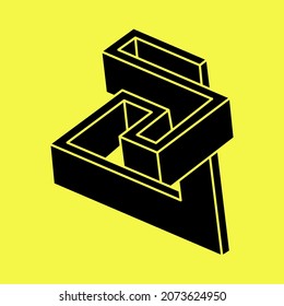 Impossible optical illusion shapes. Optical art object. Impossible figures. Geometry.