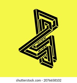 Impossible optical illusion shapes. Optical art object. Sacred geometry. Impossible figure.