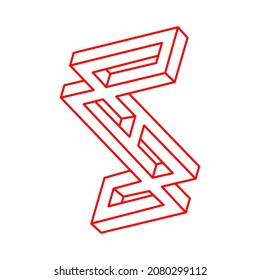 Impossible optical illusion shapes. Optical art objects. Logo. Impossible figure. Escher style. Geometry.