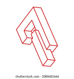 Formas de ilusión óptica imposibles. Objetos de arte óptico. Figura imposible. Logo de Line art.