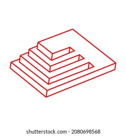 Unmögliche optische Täuschungsformen. Optische Kunstobjekte. Logo. Unreal geometrisch. Unmögliche Zahlen. Line Art.
