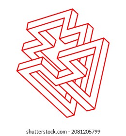 Impossible optical illusion shapes. Optical art object. Impossible figures. Unreal geometric objects.