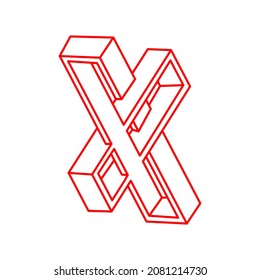 Impossible optical illusion shapes. Optical art objects. Sacred geometry. Impossible figure. Line art.