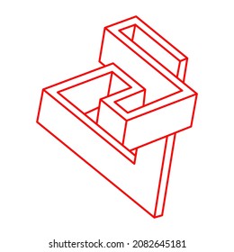 Impossible optical illusion shapes. Optical art objects. Impossible figures. Line art. Logo.