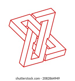 Impossible optical illusion shapes. Optical art objects. Logo. Impossible figure. Sacred geometry.
