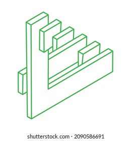 Formas de ilusión óptica imposibles. Objetos de arte óptico. Logotipo.  Cifras imposibles. Estilo Escher. Geometría.