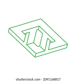 Impossible optical illusion shapes. Optical art objects. Impossible figures. Geometry logo.