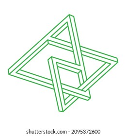 Impossible optical illusion shapes. Optical art object. Impossible figures. Unreal geometric logo.