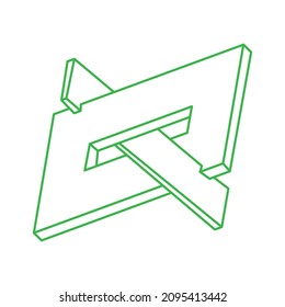 Impossible optical illusion shapes. Optical art object. Impossible figures. Line art. Logo.